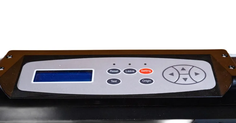 Plotera LCD vadības panelis ar pogām Reset, Leave, Setting, Test un Origin